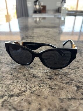 Versace Black Cat-Eye Sunglasses with Gold Accents